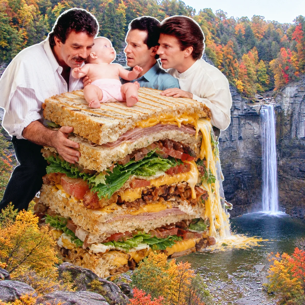 Club sandwich — Three dads, three layers. An oversized club becomes their apartment building.