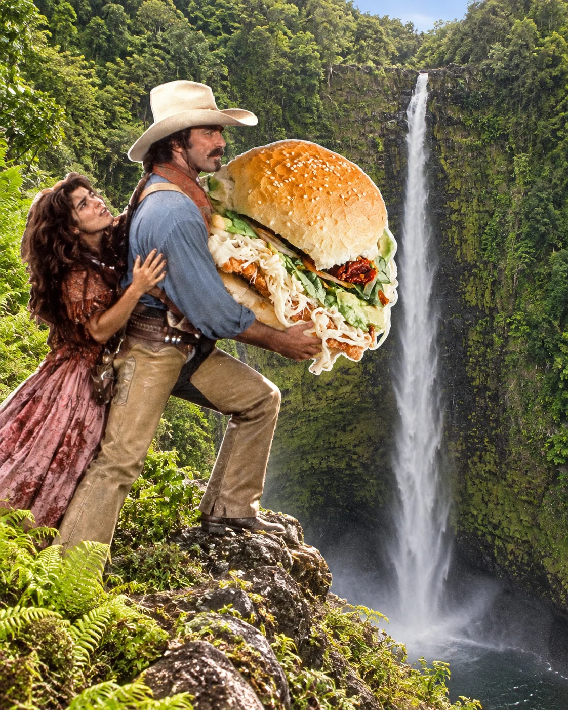 Cemita poblana — A heroic rescue of an overfilled cemita. Keep the actual carrying pose as the visual joke.