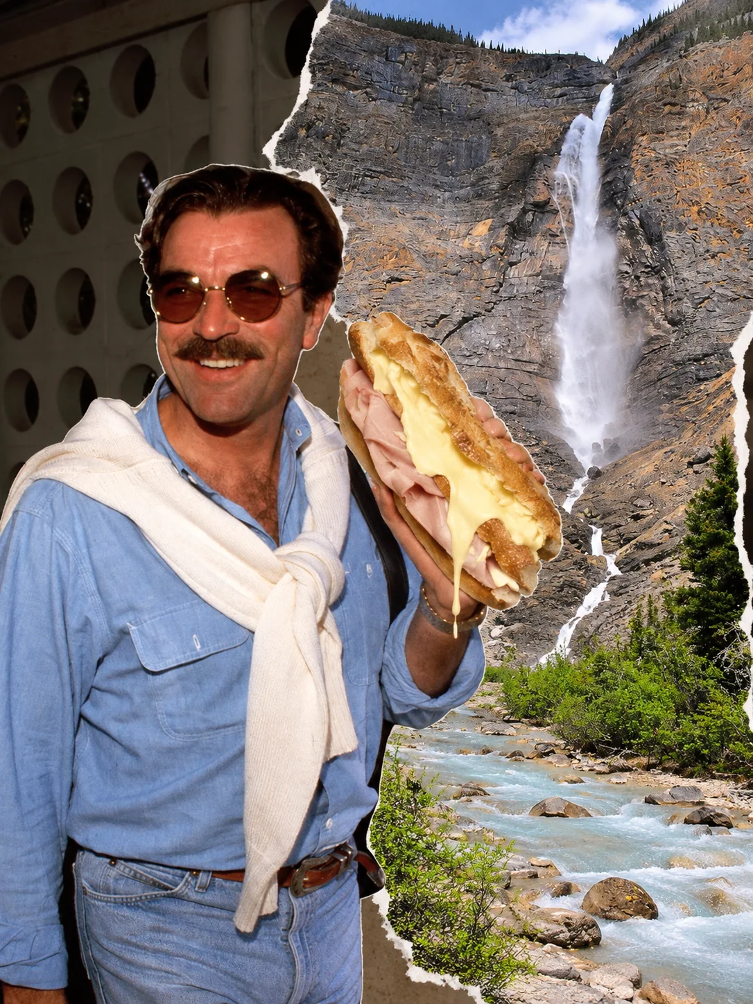 Jambon beurre — An effortlessly dressed man and a very simple baguette. Oversize the butter rather than the styling.