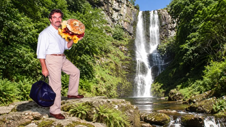 Bacon egg and cheese bagel finished collage
