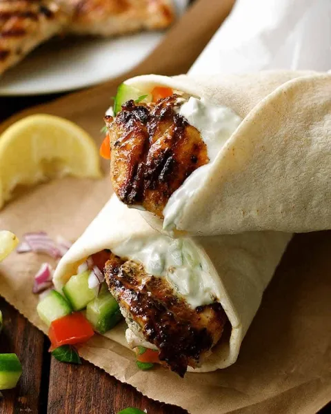 Sandwich photograph for Greek chicken gyros