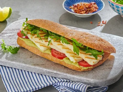 Sandwich photograph for Grilled halloumi sandwich