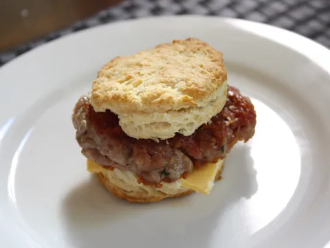 Sandwich photograph for Sausage biscuit sandwich